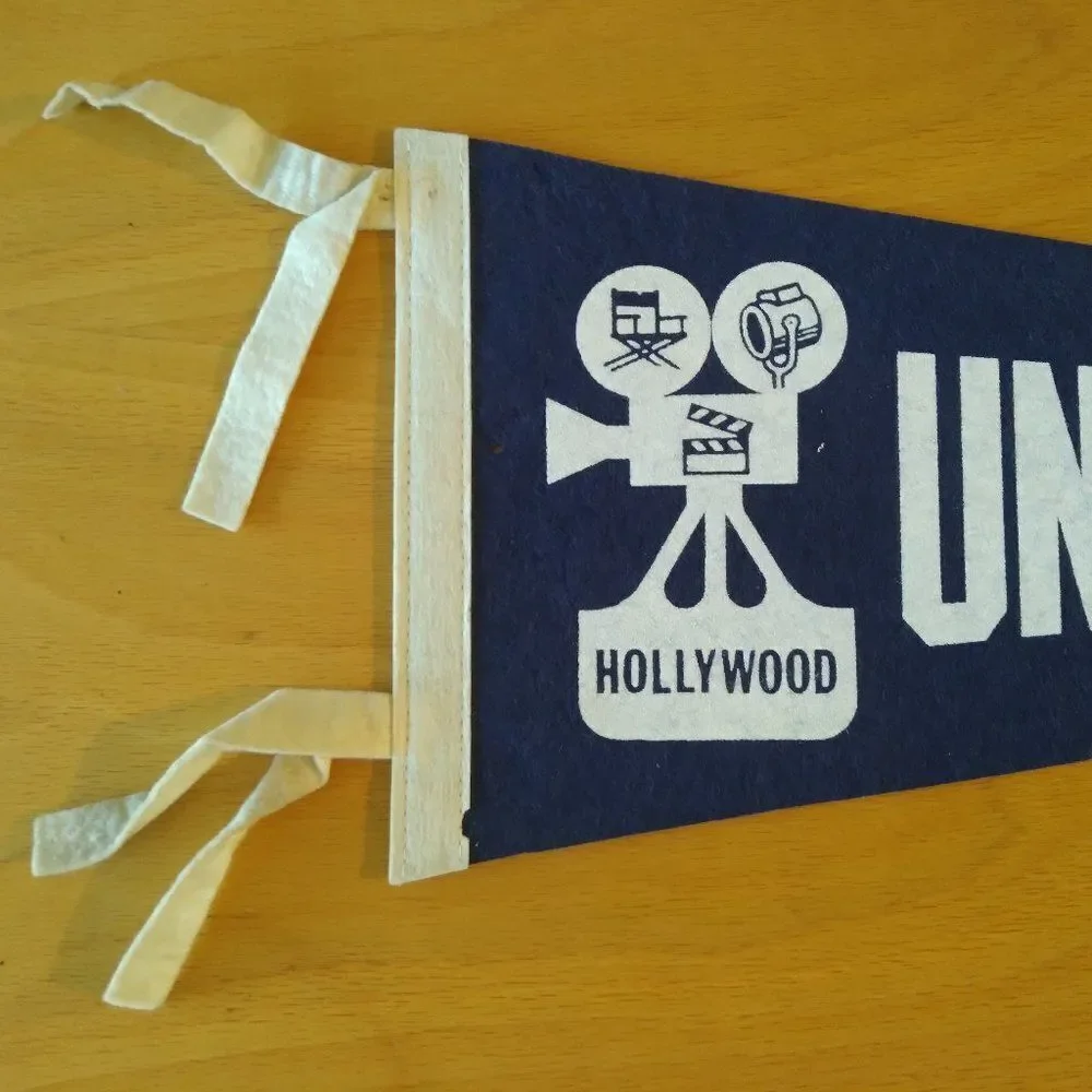 Vintage 60s Hollywood Universal Studios Pennant Flag